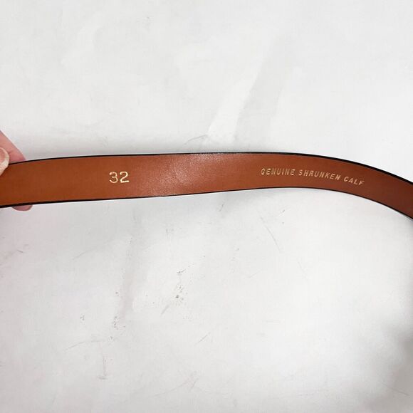 Genuine Shrunken Calf Leather Belt Women Size 32 Black Silver Slim Skinny - Picture 5 of 6